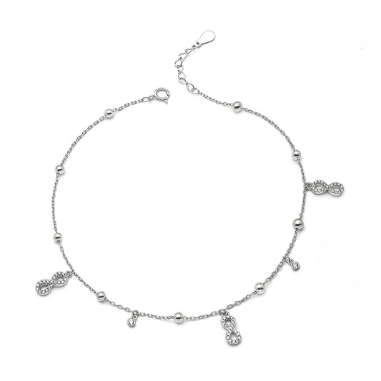 Silver Dangling Infinity Anklet