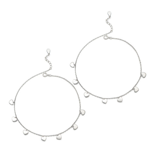 Silver Heartly Pair of Anklets