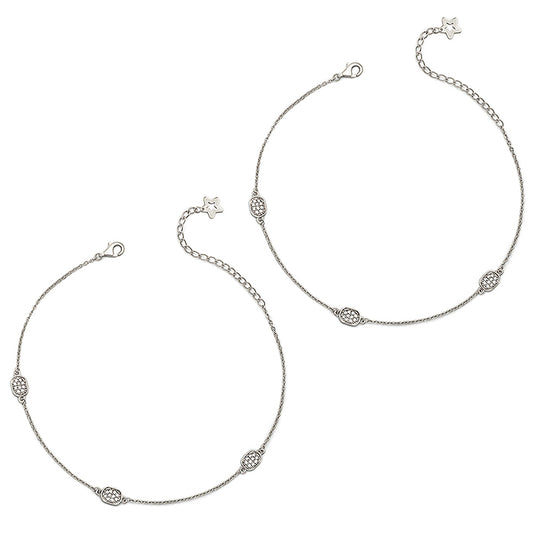 Silver Maria Pair of Anklets