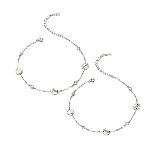 Silver Shine Pair of Anklets