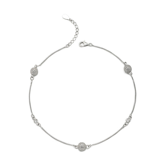 Silver Round Orb Anklet