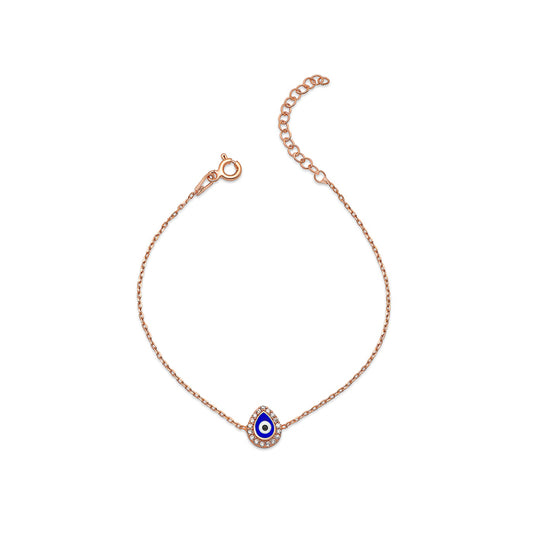 Rose Gold Dark Evil Eye Drop Bracelet