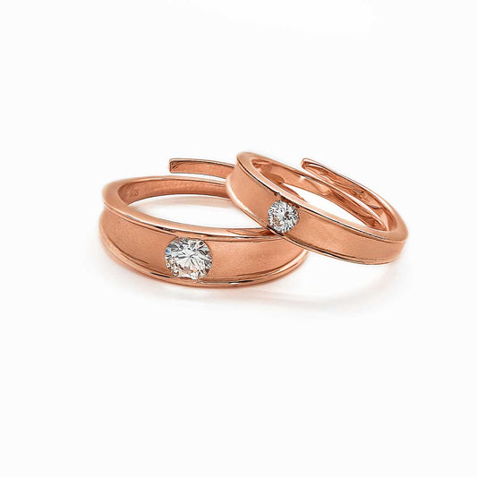 Rose Gold Modern Love Couple Rings