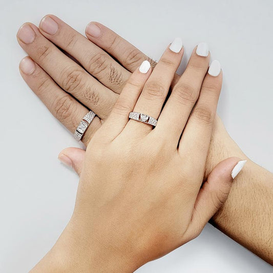 Silver Embraced Couple Rings