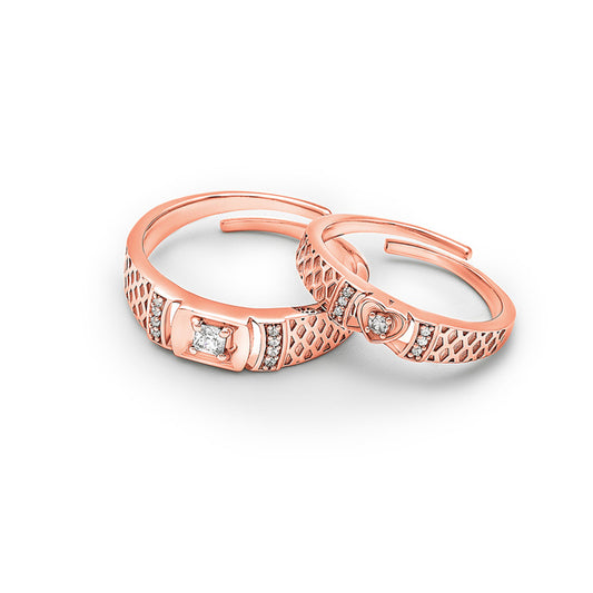 Rose Gold Embraced Couple Rings