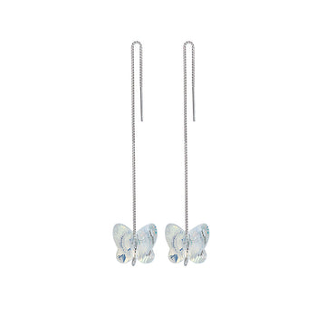 Silver White Butterfly Earrings