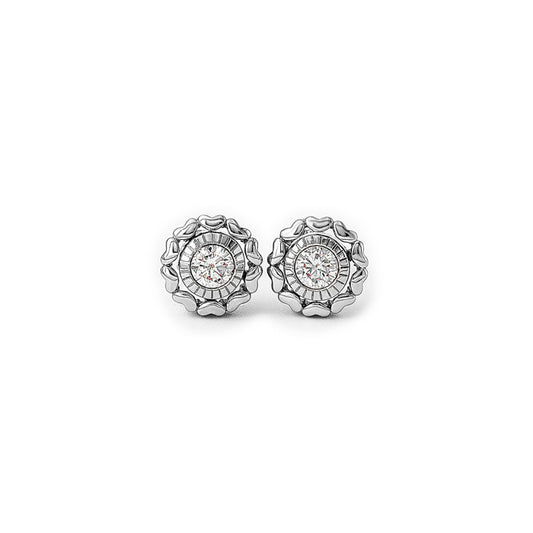 Silver Wheel Of Heart Earrings (5 in 1 Crystal)