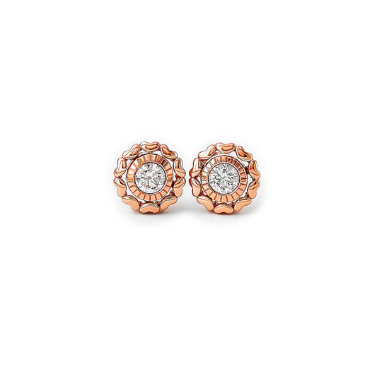Rose Gold Wheel Of Heart Earrings (5 in 1 Crystal)