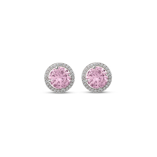 Silver Pink Poise Round Studs