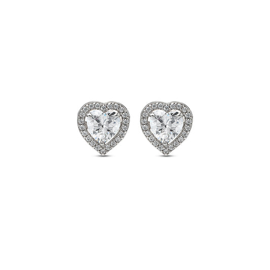 Silver Classic Kiara Heart Studs