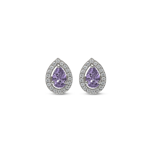 Silver Violet Vista Pear Studs