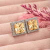 Silver Champagne Crystal Square Studs