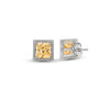 Silver Champagne Crystal Square Studs