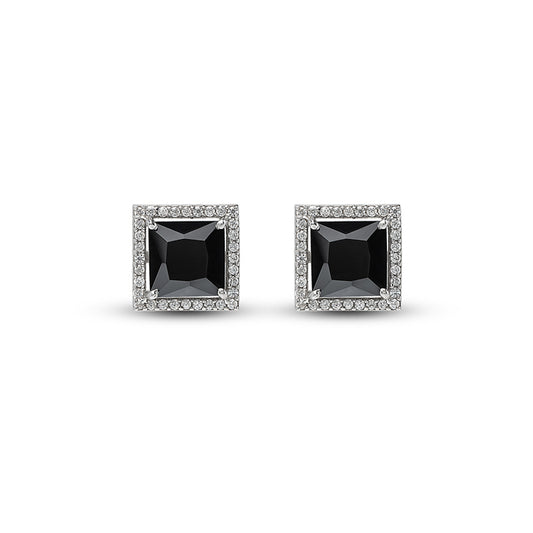 Silver Night Aura Square Studs