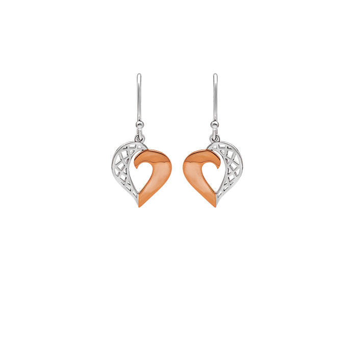 Buy the 18k Rose Gold Plated Two Tone Silver Royal Heart Earrings Silberry