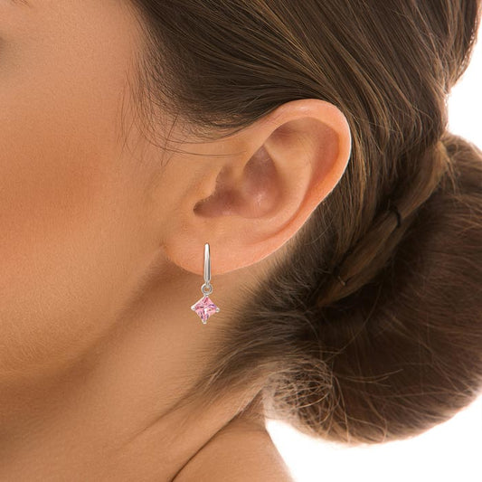 Silver Pink Luster Earrings