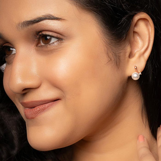 Rose Gold Silver Ocean Pearl Earrings