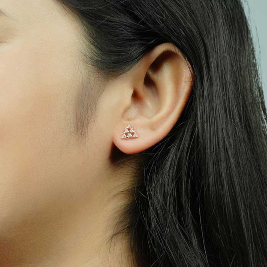 Rose Gold Tri Spark Studs