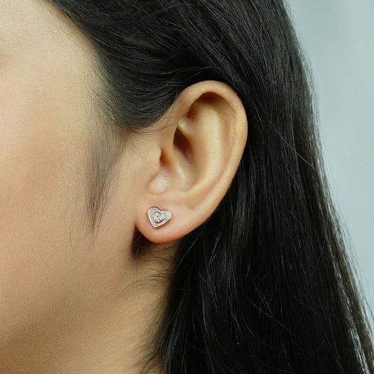 Rose Gold Shiny Heart Studs