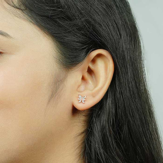 Rose Gold Tiny Lotus Bloom Earrings