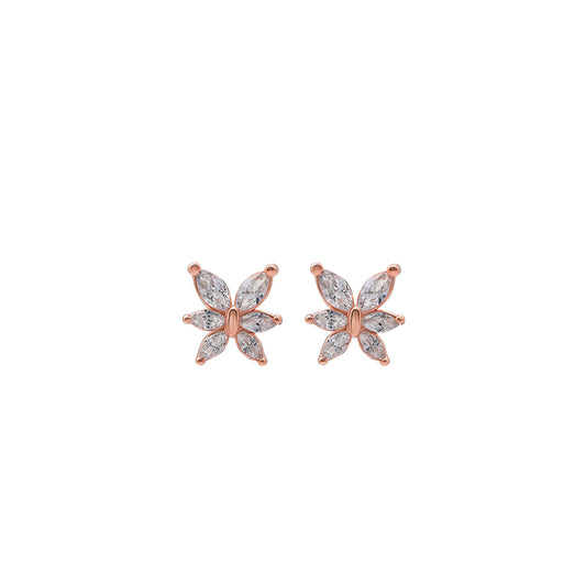 Rose Gold Tiny Lotus Bloom Earrings