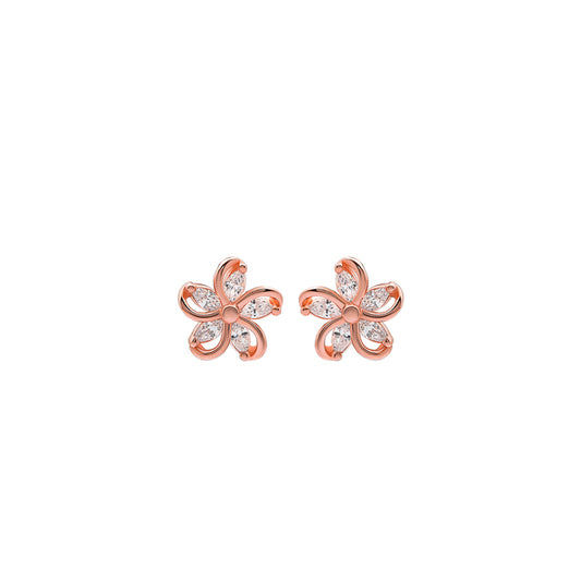 Rose Gold Tiny Periwinkle Earrings