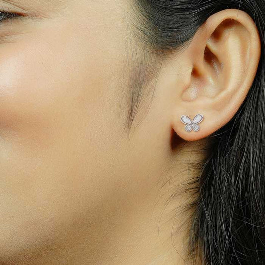 Silver Mini Butterfly Earrings