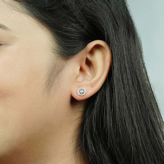 Silver Honey Circle Studs