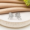 Silver Flowery Bow Earrings