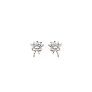 Silver Flowery Bow Earrings