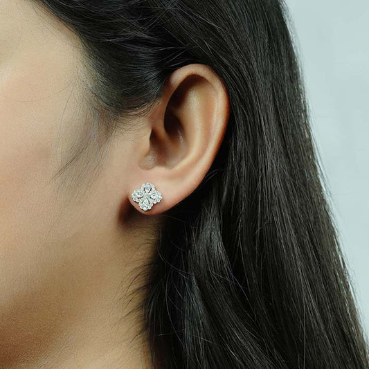 Silver Clover Bloom Earrings