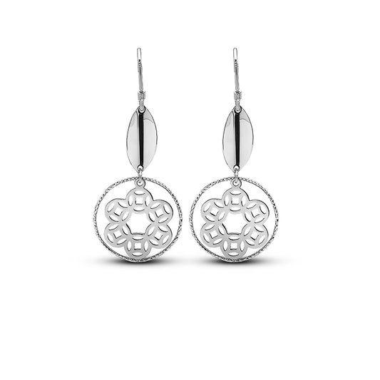 Silver Floral Art Earrings