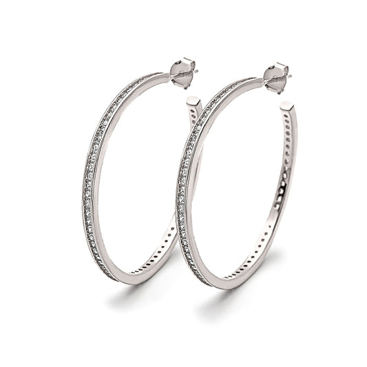 Silver Crystal Curl Earrings