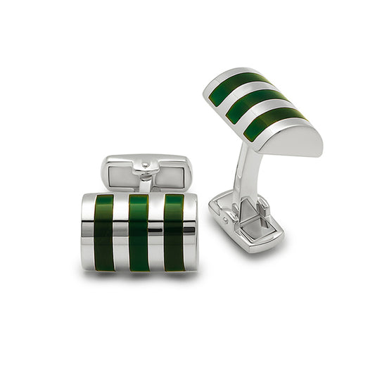 Silver Green Stripe Limited Edition Cufflinks