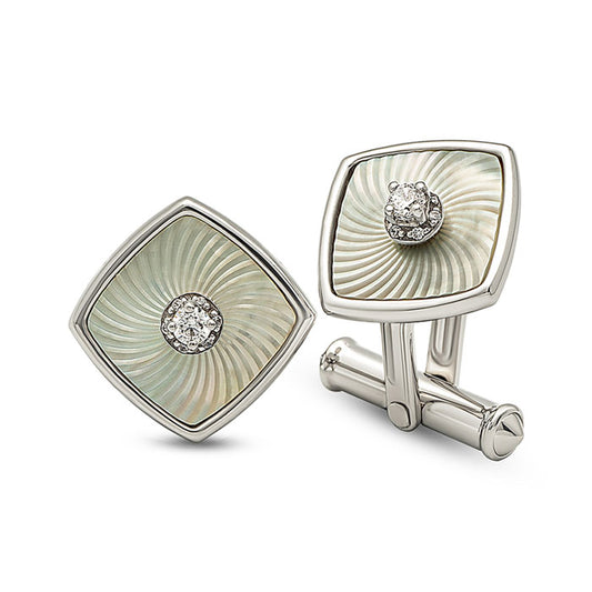 Silver Square Moonlit Pearl (MOP) Limited Edition Cufflinks