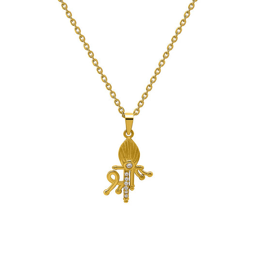 18k Gold Plated Shree Pendant with Chain