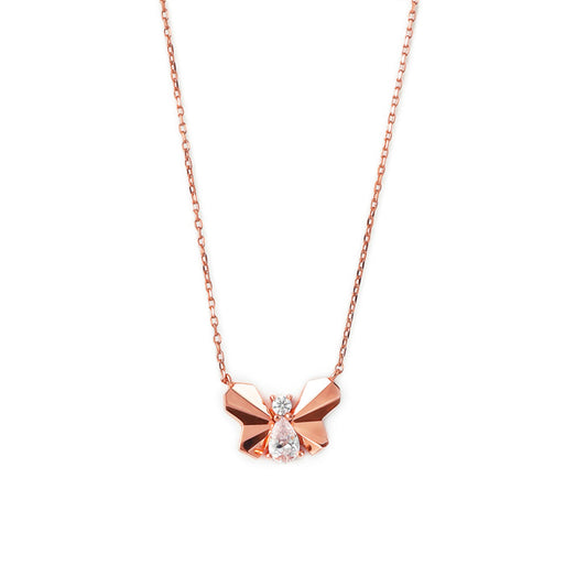 Rose Gold Social Butterfly Pendant with Chain