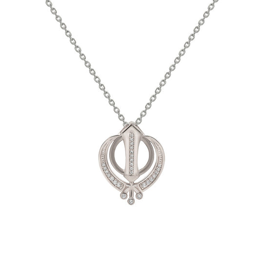 Silver Khanda Pendant with Chain