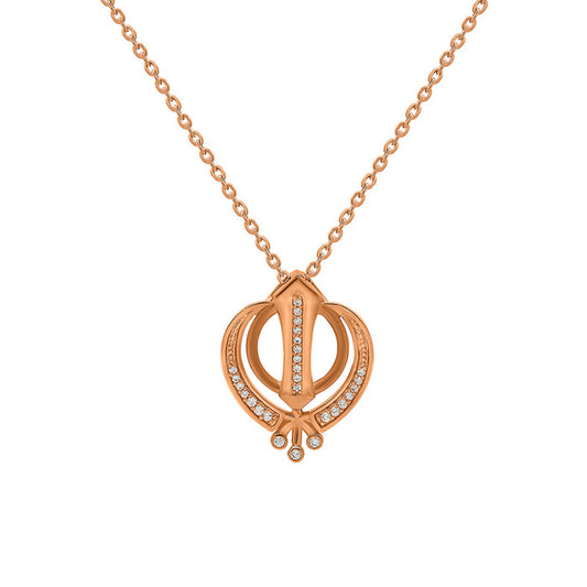 Rose Gold Khanda Pendant with Chain