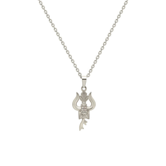 Silver Trishul Pendant with Chain