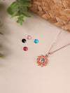 Rose Gold Floral Petal pendant with Chain (5 in 1 Crystal)