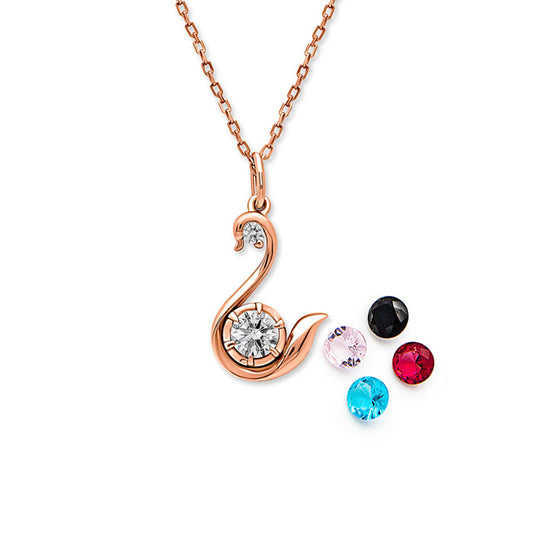 Rose Gold Swan Pendant with Chain (5 in 1 Crystal)