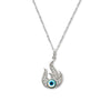 Silver Fiery Evil Eye Pendant with Chain