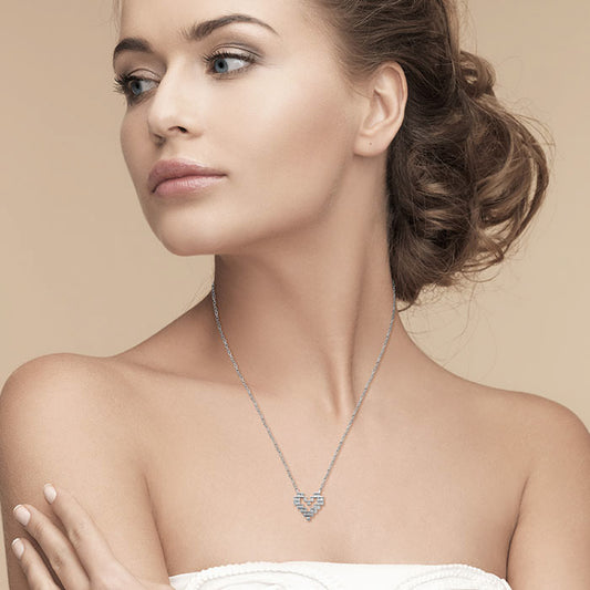 Silver Digital Love Pendant with Chain