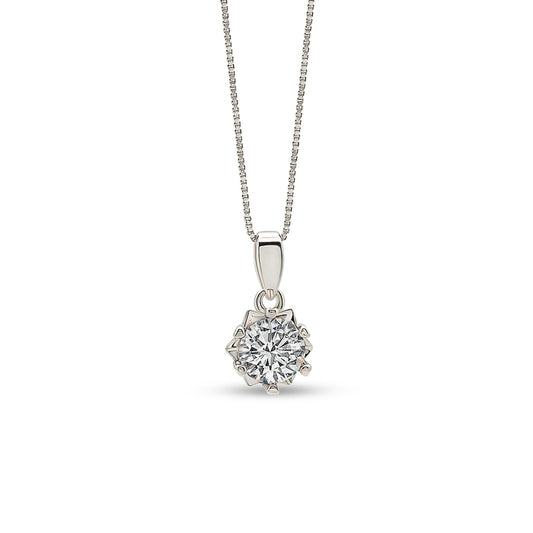 Silver Solitaire Craze Pendant with Chain