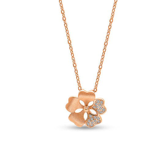 Rose Gold Daisy Gloss Pendant with Chain