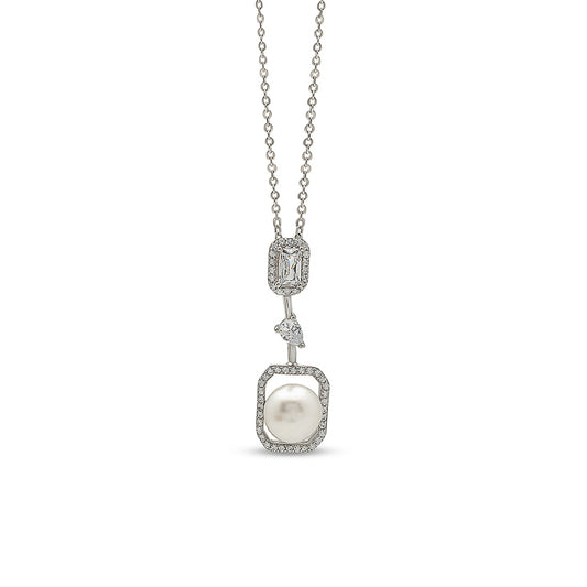 Silver Precious Pearl Pendant with Chain