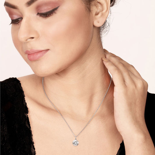 Silver Round Illusion Pendant with Chain