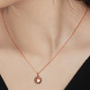 Rose Gold Wheel Of Heart Pendant with Chain (5 in 1 Crystal)