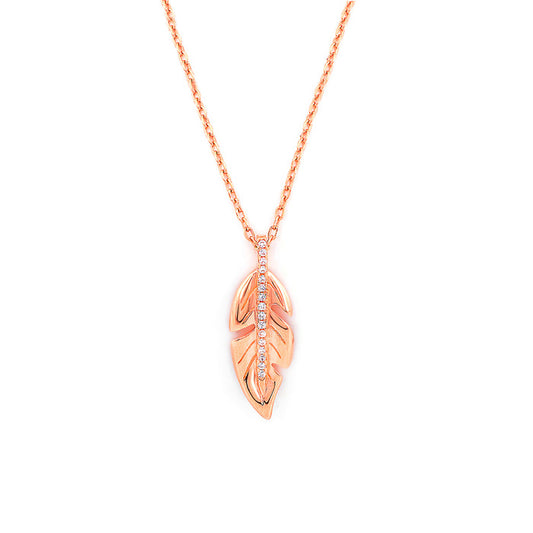 Rose Gold Leaf Pendant with Chain